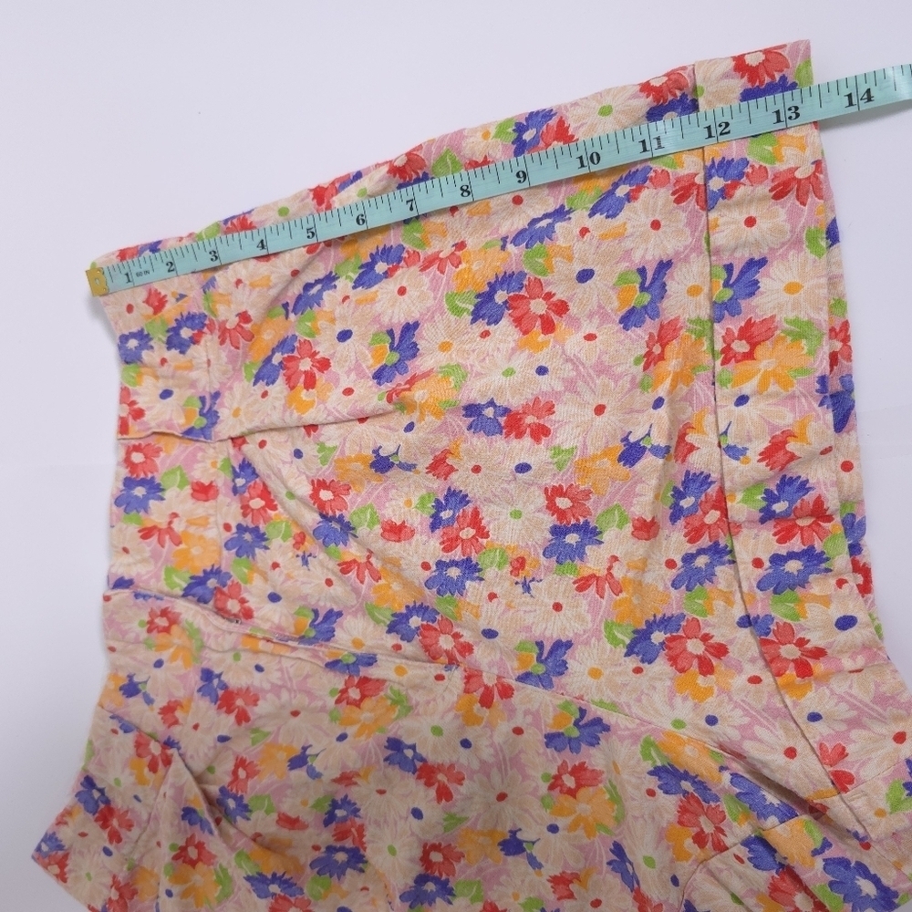 Somethimg Navy Linen Blend Floral Lightweight Shorts Size Medium - Picture 7 of 10
